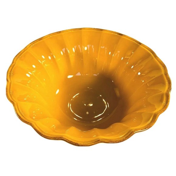 CASAFINA Casastone Autumn Waves‎ Large Stoneware Serving Bowl Mustard Yellow 11" - Picture 4 of 10